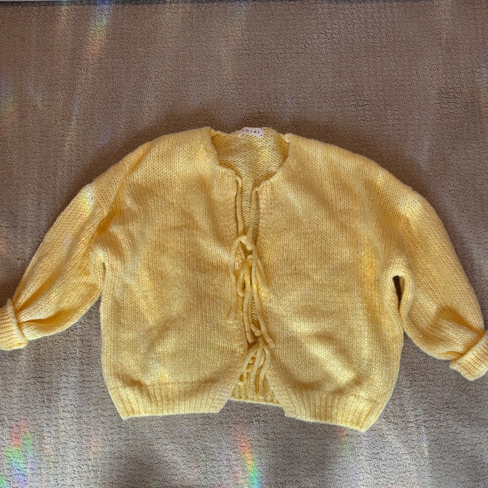 Yellow Knit Tie-Front Women’s Sweater